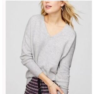 Loft Womens Gray V-Neck‎ Raglan Sleeve Knit Sweater XL 601910 Heathered